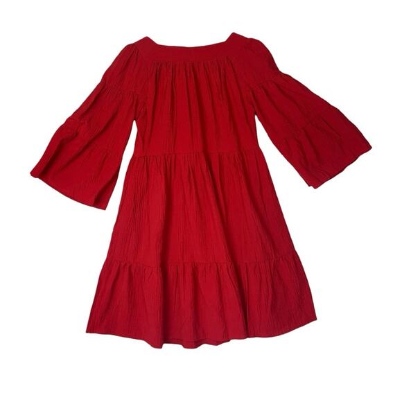 Calvin Klein women's size 4 small tiered mini dress shift red gauzy casual guest - Picture 3 of 8